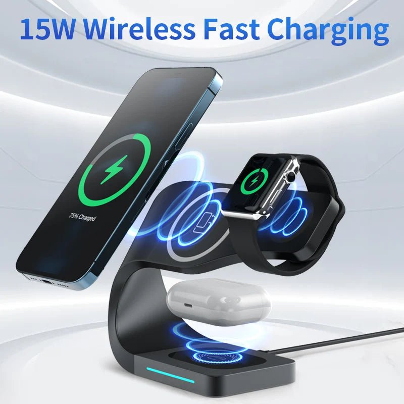 4 - in - 1 Portable Magnetic Wireless Charger Stand PD OTP Compatible Smart Watch Earphones Laptop Desk Charging Solution Devices - Family Hub