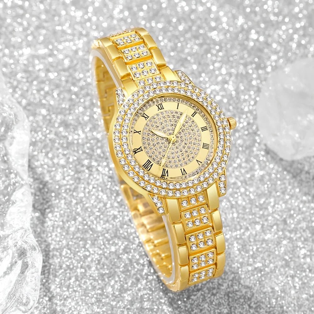 6pcs Fashion Women's Quartz Watches Jewelry Set Rhinestone - Family Hub