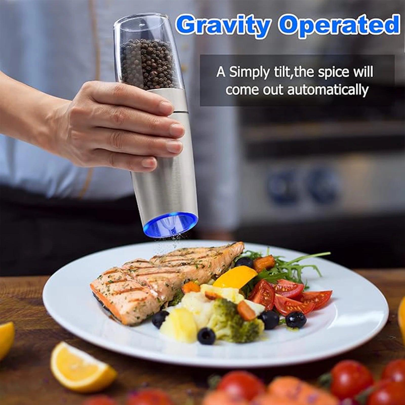 1pc/2pcs, Gravity Electric Salt And Pepper Grinder - Salt & Pepper Mill Sets With LED Light, One Hand Automatic Operation, Adjus - Family Hub