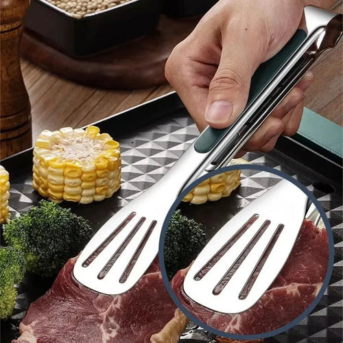 1pc Non Slip Stainless Steel Food Tongs Meat Salad Bread Clip Barbecue Grill Buffet Clamp Cooking Tools Kitchen Accessories - Family Hub