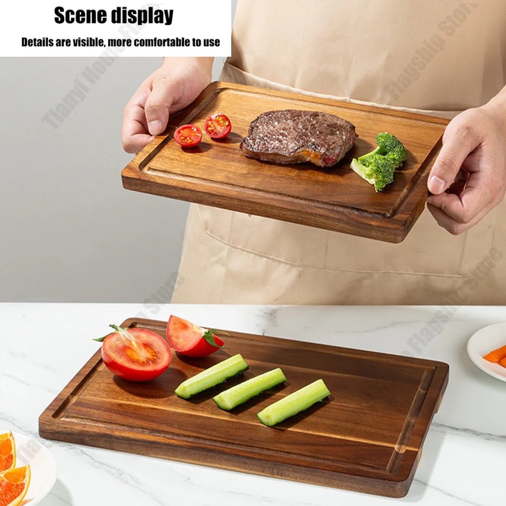 Acacia Wood Cutting Board for Vegetables, Meat and Fruits 3pc - Family Hub