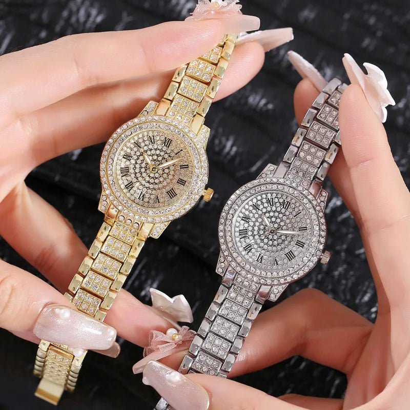 Diamond Ice out Ladies Luxury Watches and Bracelet - Relogio Feminino - Family Hub