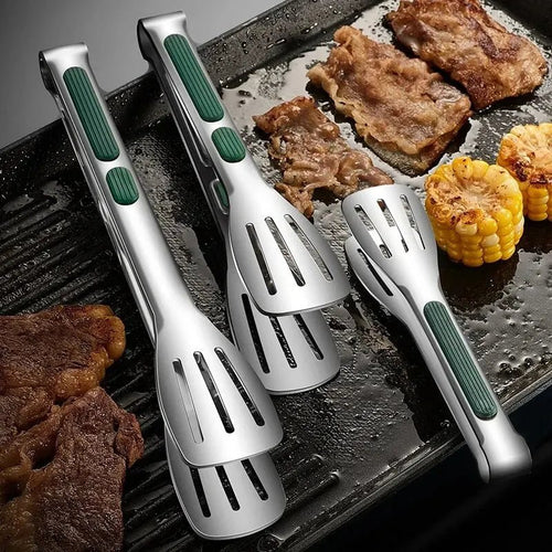 1pc Non Slip Stainless Steel Food Tongs Meat Salad Bread Clip Barbecue Grill Buffet Clamp Cooking Tools Kitchen Accessories - Family Hub