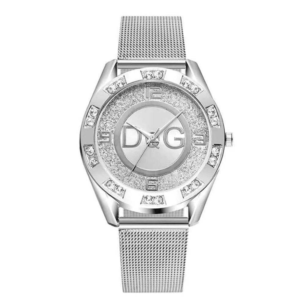 DQG Casual Stainless Steel Gold Mesh Strap Women Quartz Watch - Family Hub