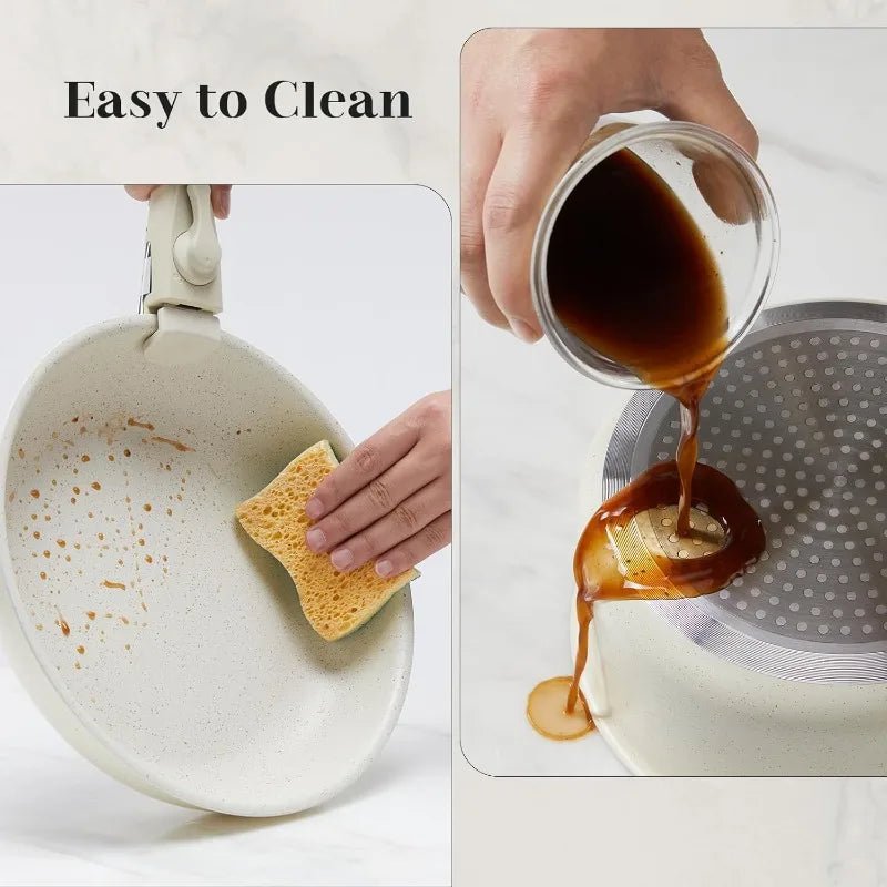 12 pcs Pots and Pans Set, Nonstick Kitchen Induction Cookware Suit with Detachable Handle - Family Hub