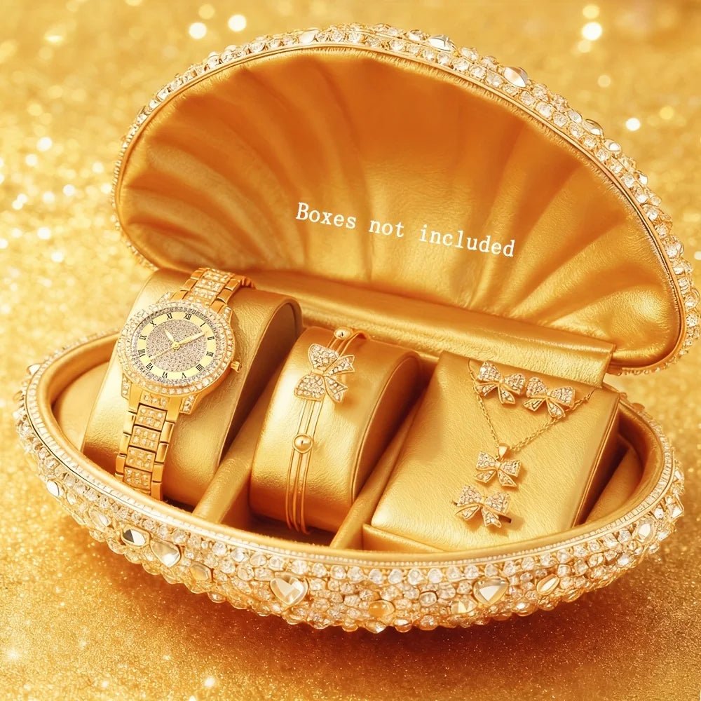 6pcs Fashion Women's Quartz Watches Jewelry Set Rhinestone - Family Hub