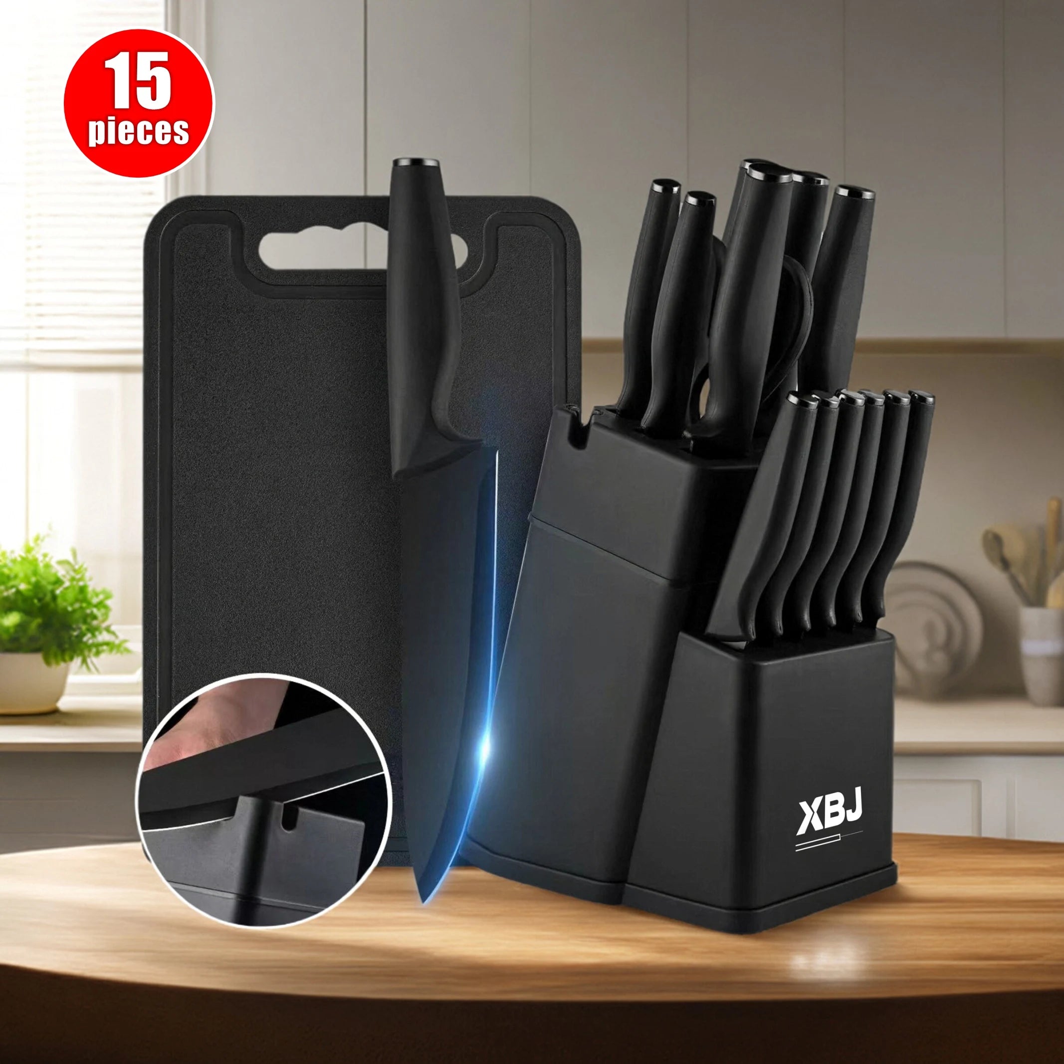 15 pieces kitchen stainless steel knife set, multi - purpose, ergonomic for long - term use without getting tired, all - round cutting - Family Hub