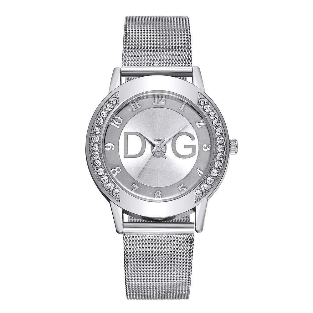 DQG Casual Stainless Steel Gold Mesh Strap Women Quartz Watch - Family Hub