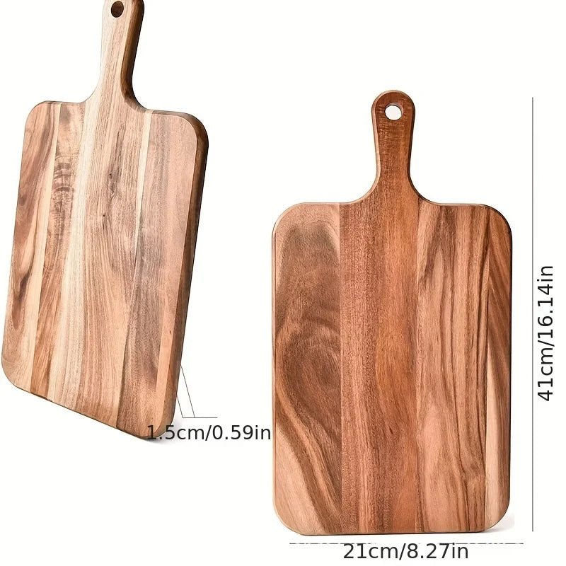 Acacia Wood Cutting Board with Handle - Ultra - Thick Dual - Sided Design,Durable for Cheese, Meat, Vegetables - Family Hub