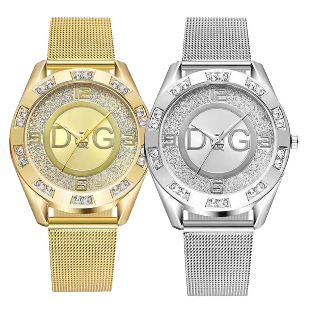 DQG Casual Stainless Steel Gold Mesh Strap Women Quartz Watch - Family Hub