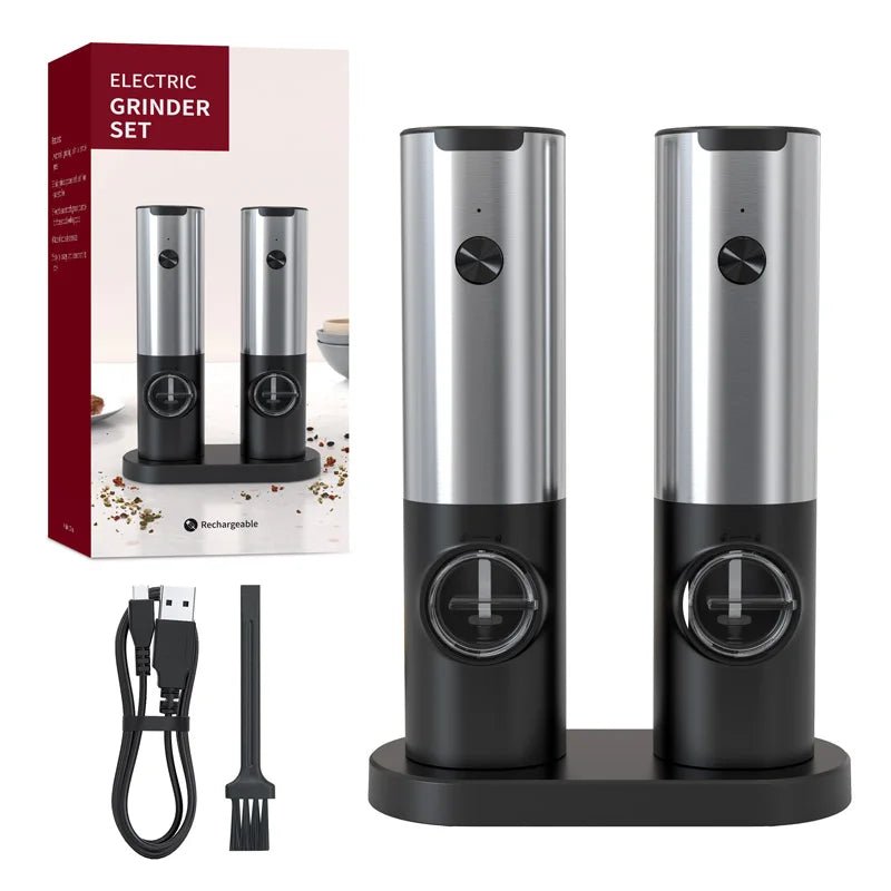 1pc/2pcs Automatic Pepper Grinder Salt And Pepper Grinder USB Rechargeable Adjustable Coarseness Spice Mill Kitchen Tool - Family Hub